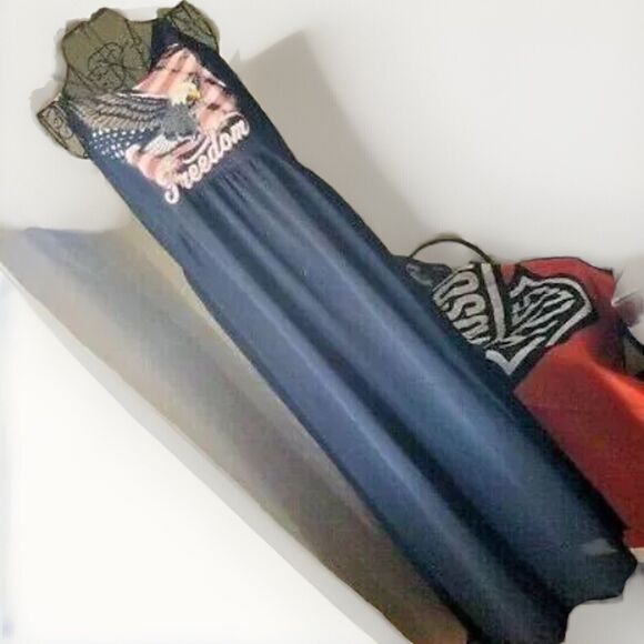 Forever 21 Black, Red, White & Blue Long Maxi Dress Vtg Women's Small Cover Up - Picture 2 of 6